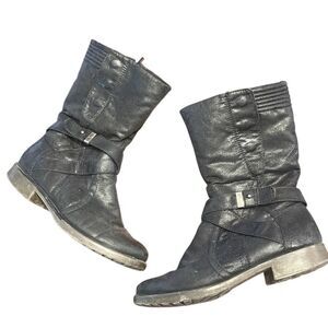 BareTraps Black Midcalf Engineer Boots Shantal Women’s US 8.5 M